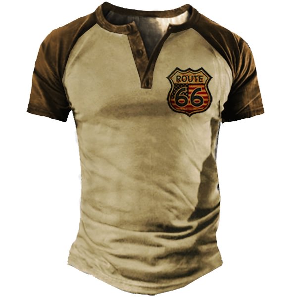 Men's Vintage Route 66 Motorcycle Short Sleeve T-Shirt-Compassnice®