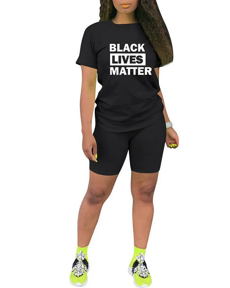 Casual Solid Color Letter Printing Suit