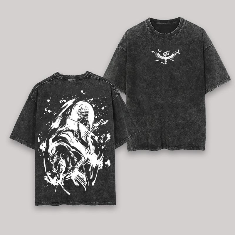 Uchiha Itachi Naruto Shippuden Printed Oversize Washed T-Shirt