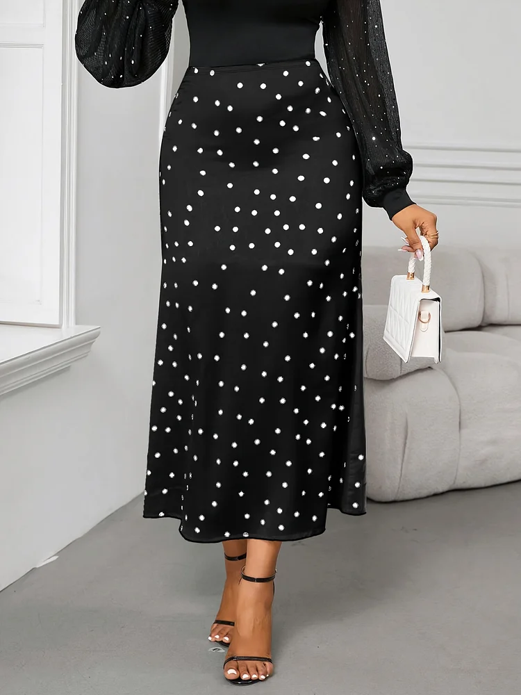 Ladies' Polka Dot Printed Skirt, Half Skirt, Elegant Dress, Concert Beauty, Fishtail Skirt