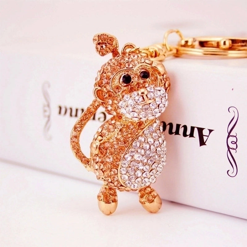 Cute Crystal Diamond Zodiac Monkey Key Chain