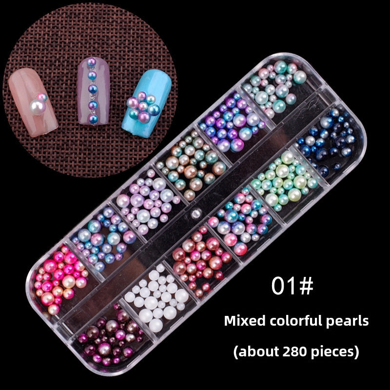 Nail Jewelry Rhinestone Flat Bottom Drill Hollow Nail Stick Drill Sequins Colored Diamond Flat Bottom Pearl Shell Japanese Series