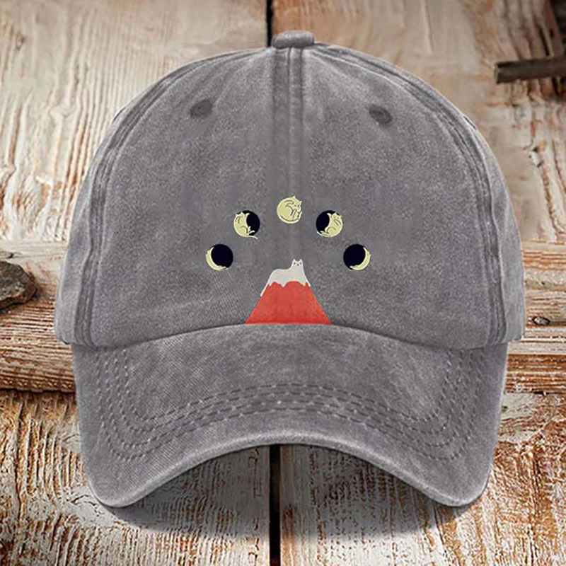 Comstylish Abstract Creative Good Night Cat Washed Sun Hat