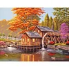 Diamond Painting-DIY Full Round Drill Wood House Waterwheel(50*40cm)