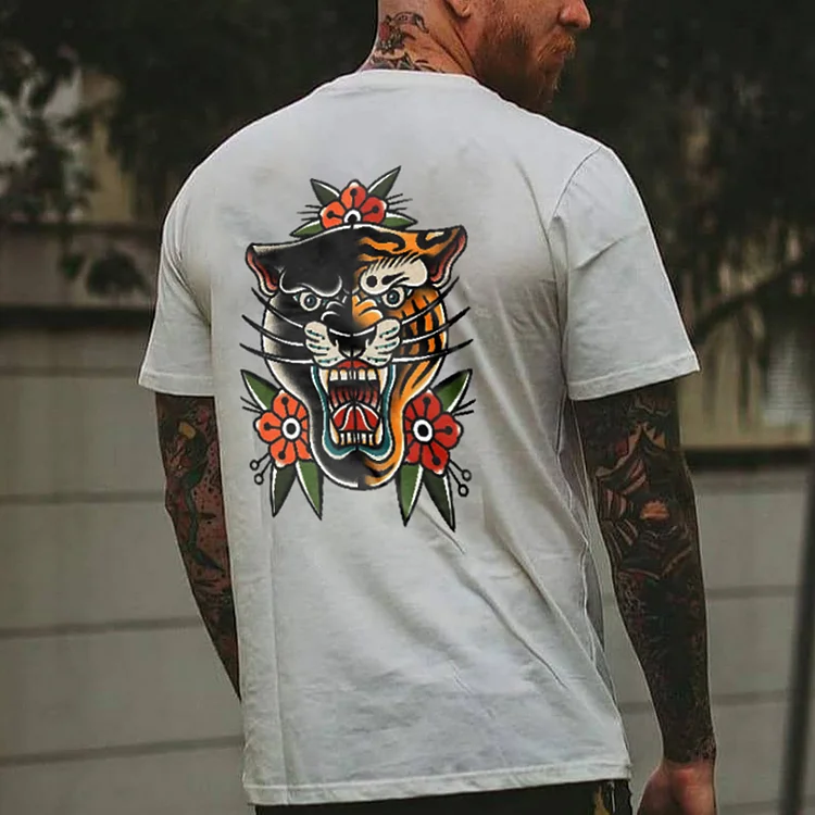 Tiger And Panther Floral Vintage T-shirt