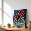 (30x40cm)DIY Pearl Painting Framed Rose Flower Handmade Pearl Material Art Kit Living Room Decor