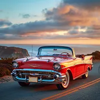Vintage Red Convertible - Diamond Painting
