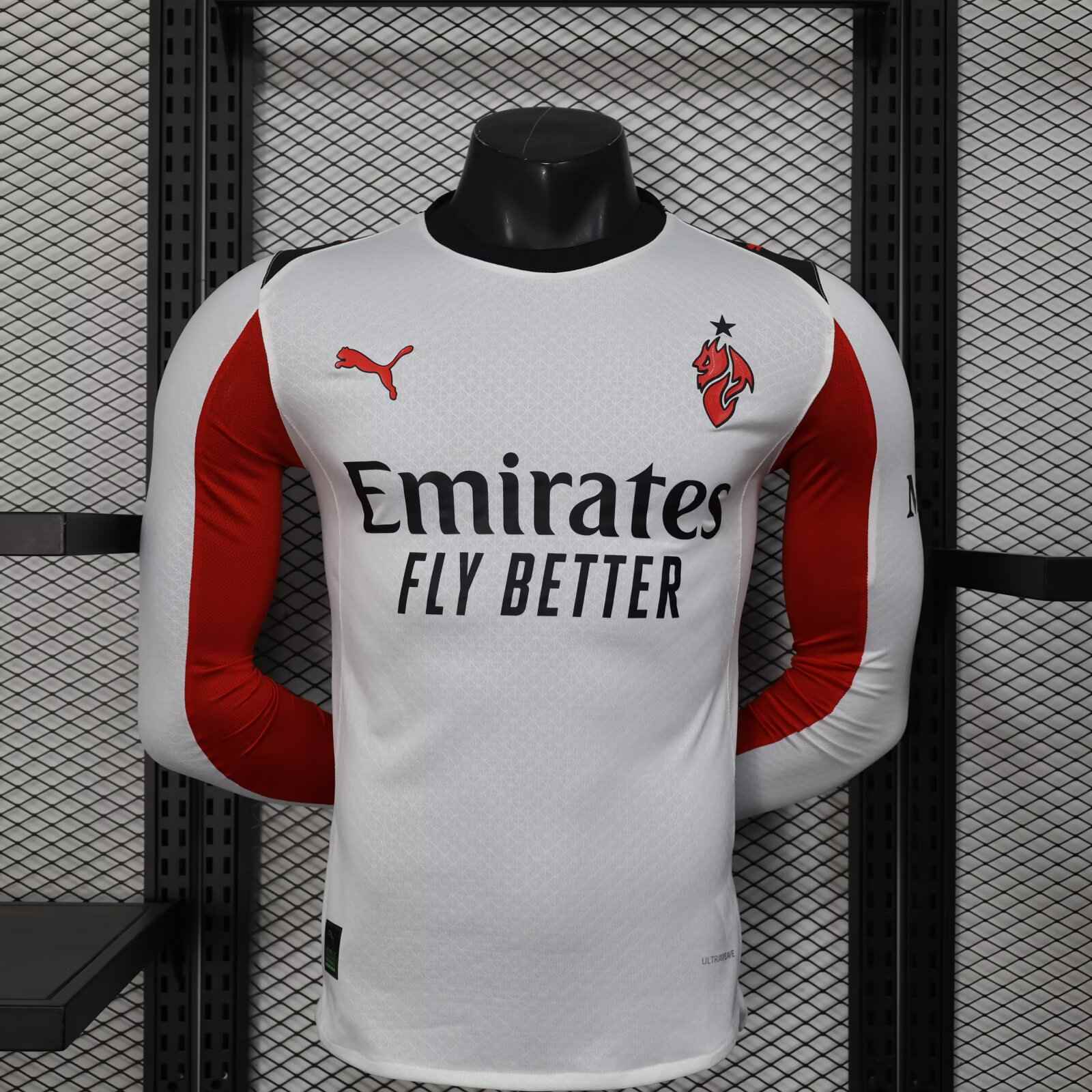 2025/2026 Player Version Long Sleeve AC Milan Away Football Shirt 1:1 Thai Quality（The player version jersey is a bit tight, please pay attention to the size selection）