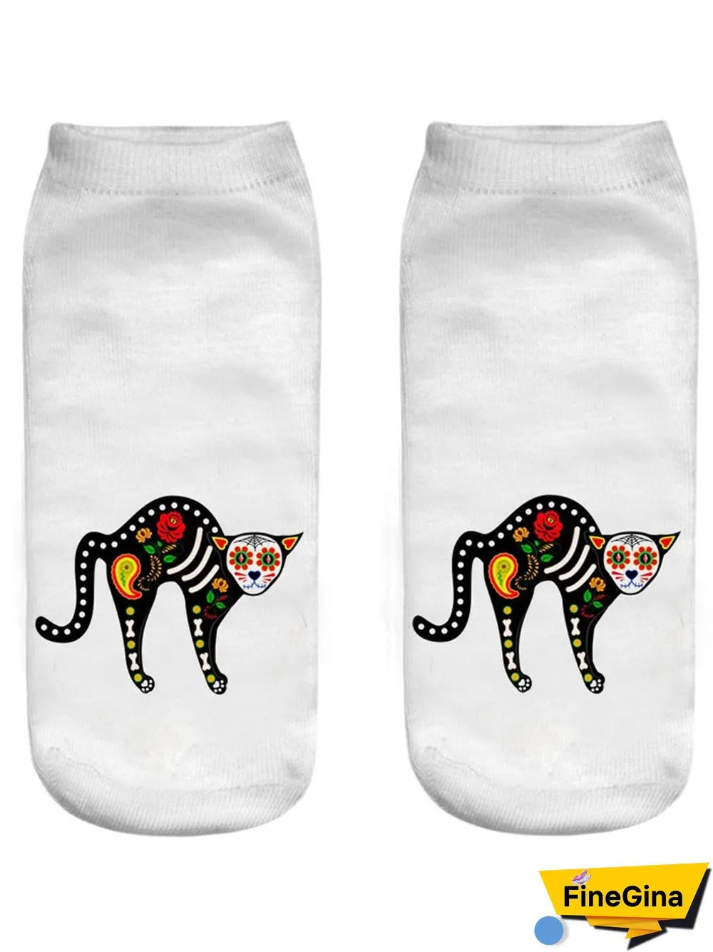 Halloween 3D Printing Black Cat Pattern Socks Festive Decoration Funny Socks