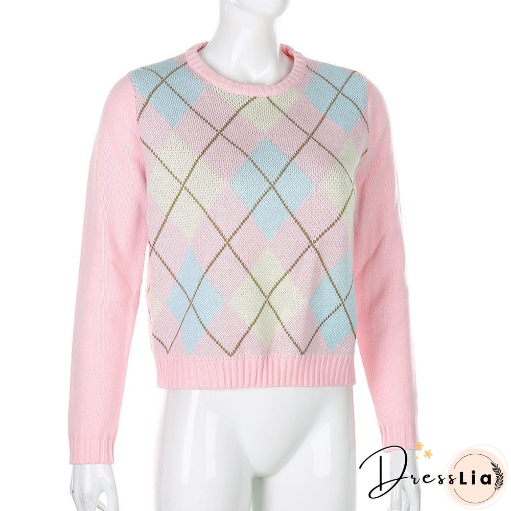 Women Sweater Round Neck Pullover Sweater Long Sleeve Knitwear Fall Winter Sweaters Ladies Knitted Tops Warm Womens Sweaters