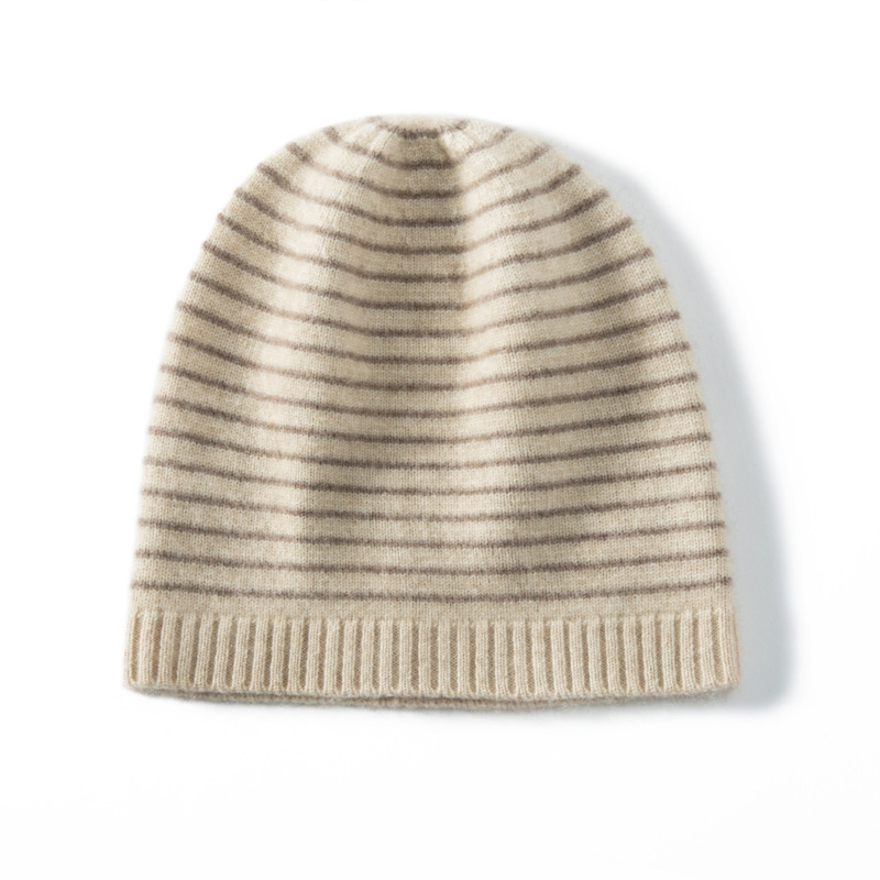 100% Cashmere Patterned Beanies Streak REAL SILK LIFE
