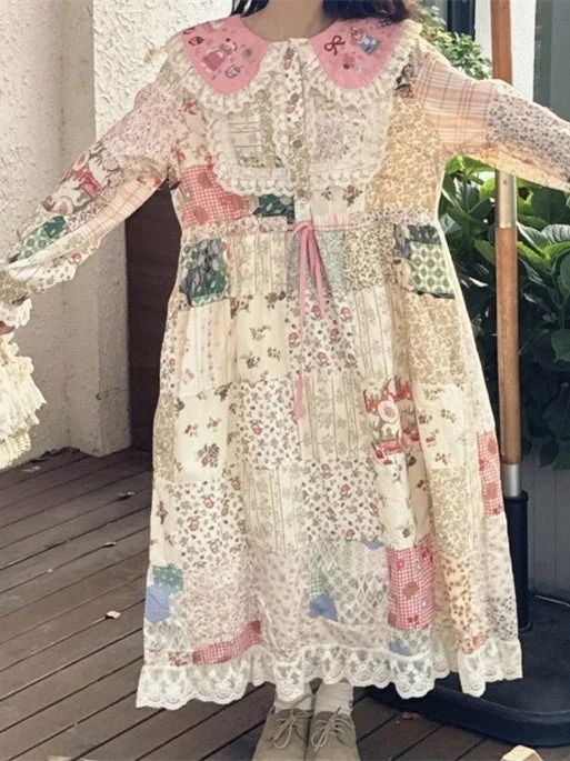 Women's Lace Long Sleeve Scoop Neck Maxi Dress