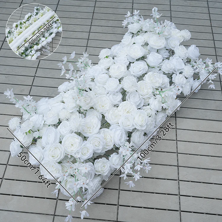 A8625 White Rose Flower Row Decor Wedding Backdrop Frame Arch