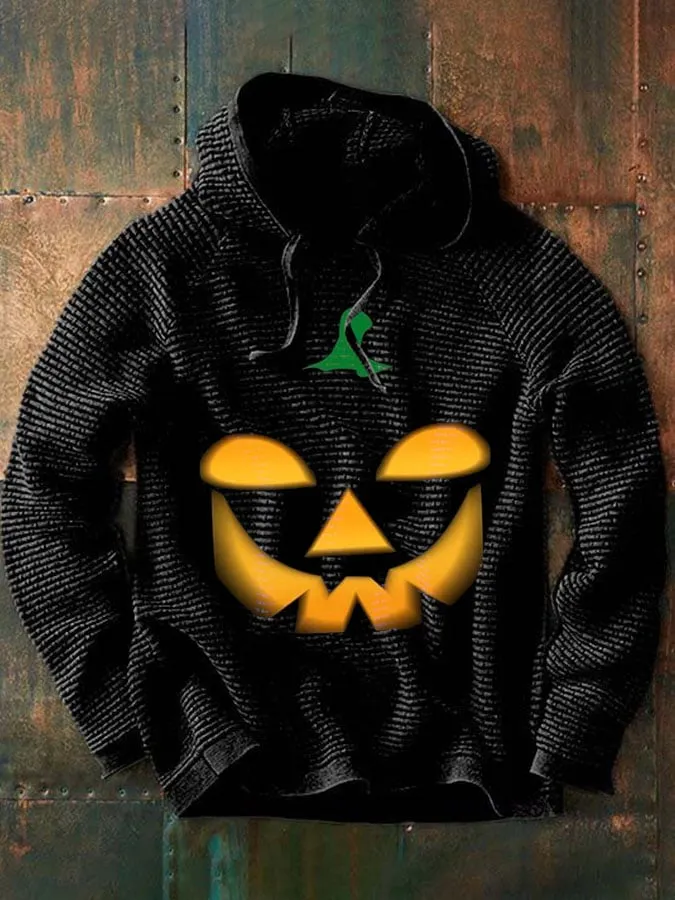 Casual Pumpkin Print Long Sleeve Hoodie