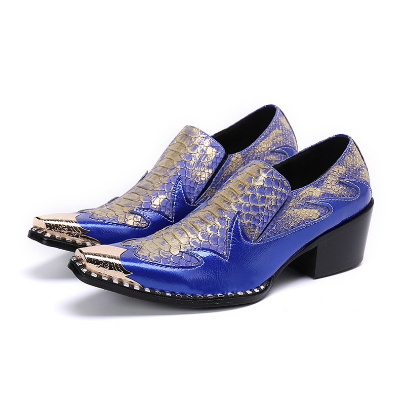 Mens Loafers Embossed Leather Shoes Men High Heels Brand Bars Leisure Height Increase Shoes