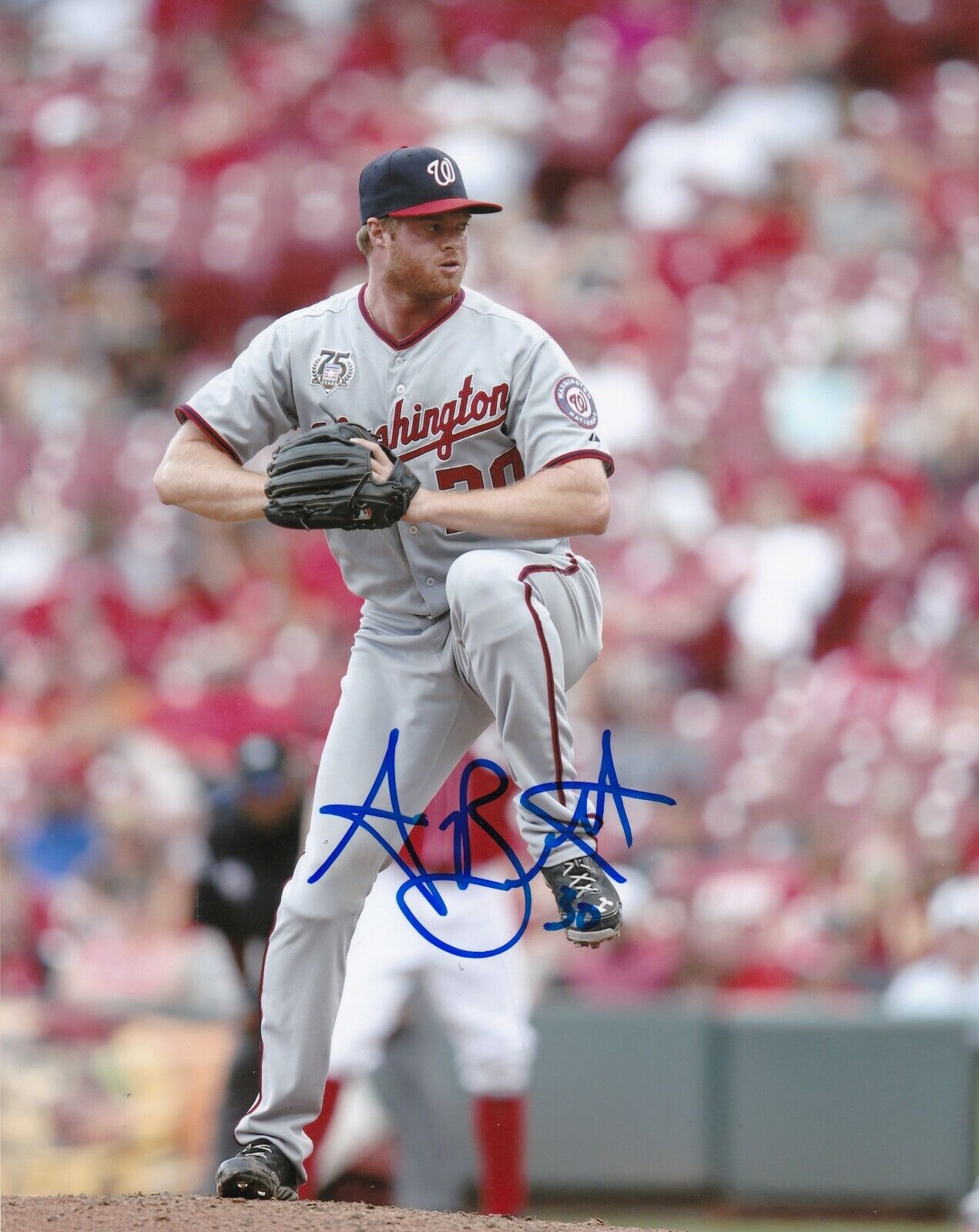 AARON BARRETT WASHINGTON NATIONALS ACTION SIGNED 8x10