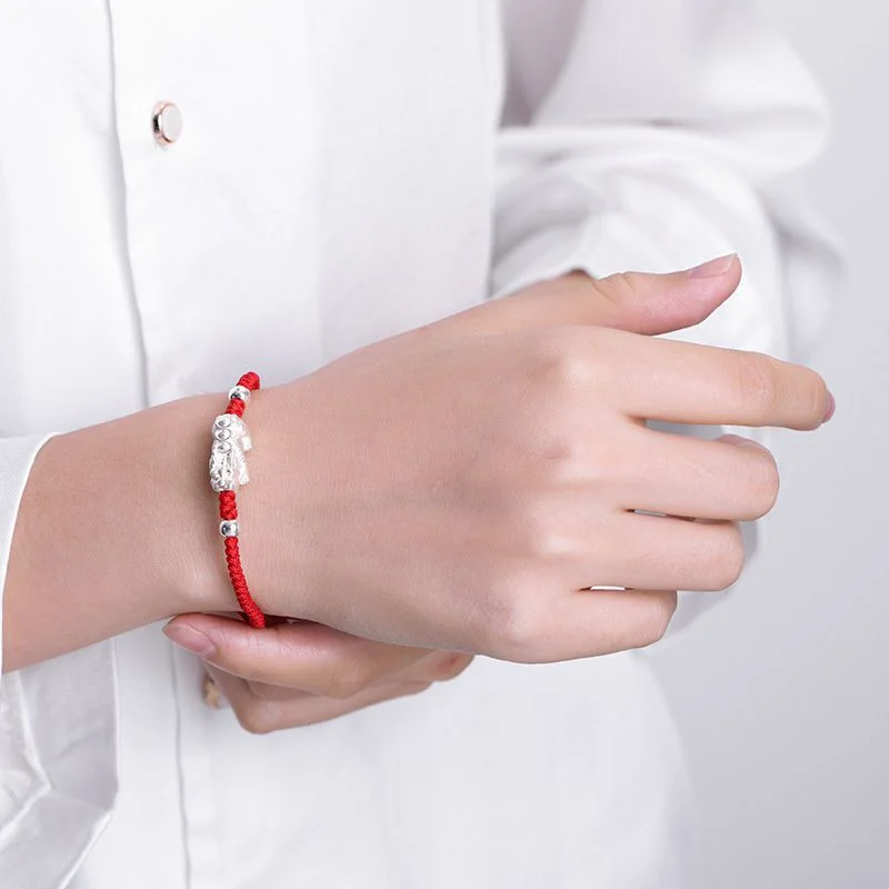 Red String Silver Pixiu Luck Bracelet