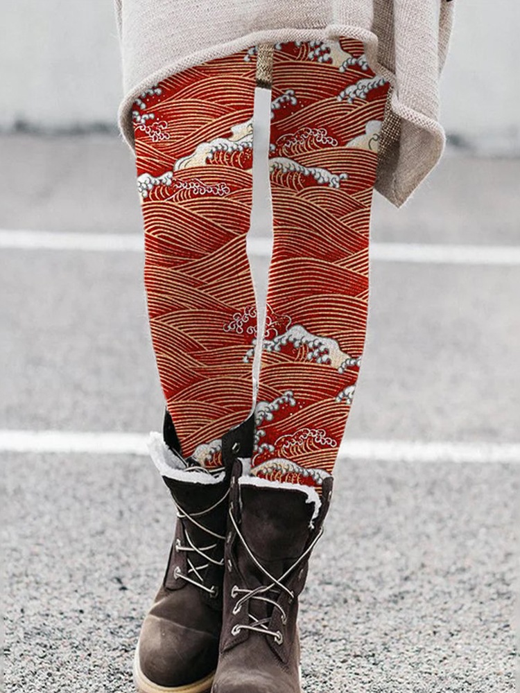 Ocean Waves Japanese Art Cozy Leggings wearshes