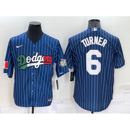 Men's Los Angeles Dodgers #6 Trea Turner Navy Mexico World Series Cool Base Stitched Baseball Jersey 8UGY