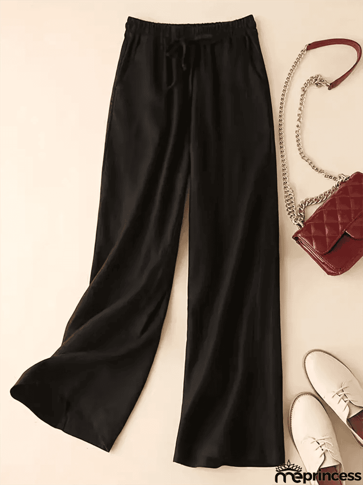 Leisure Linen High-Rise Oversized Pants for Women