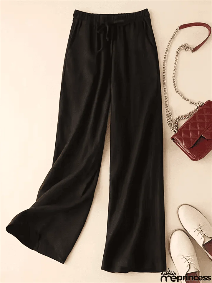 Leisure Linen High-Rise Oversized Pants for Women