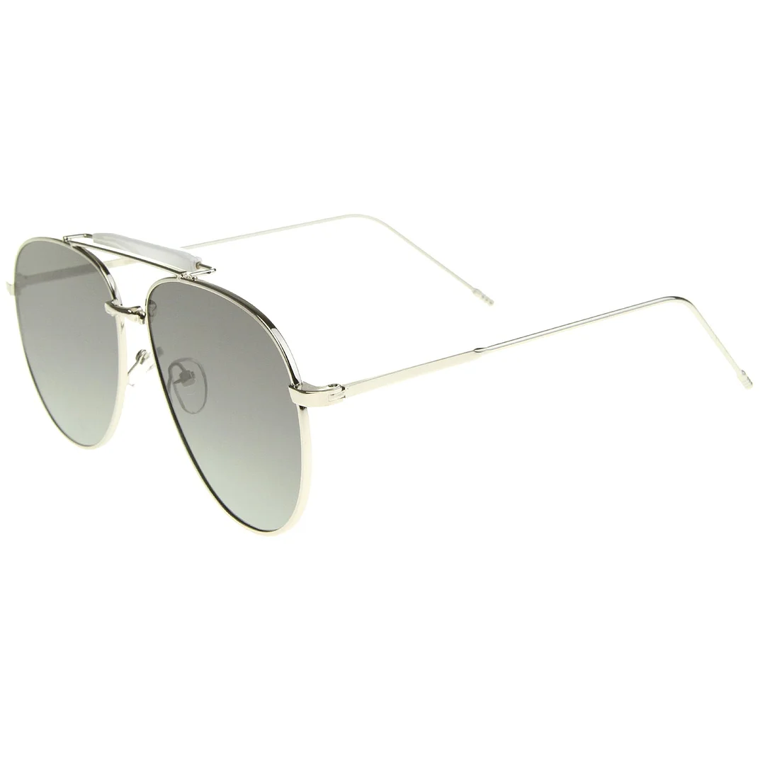 Classic Retro Metal Wire Teardrop Flat Lens Crossbar Aviator glasses