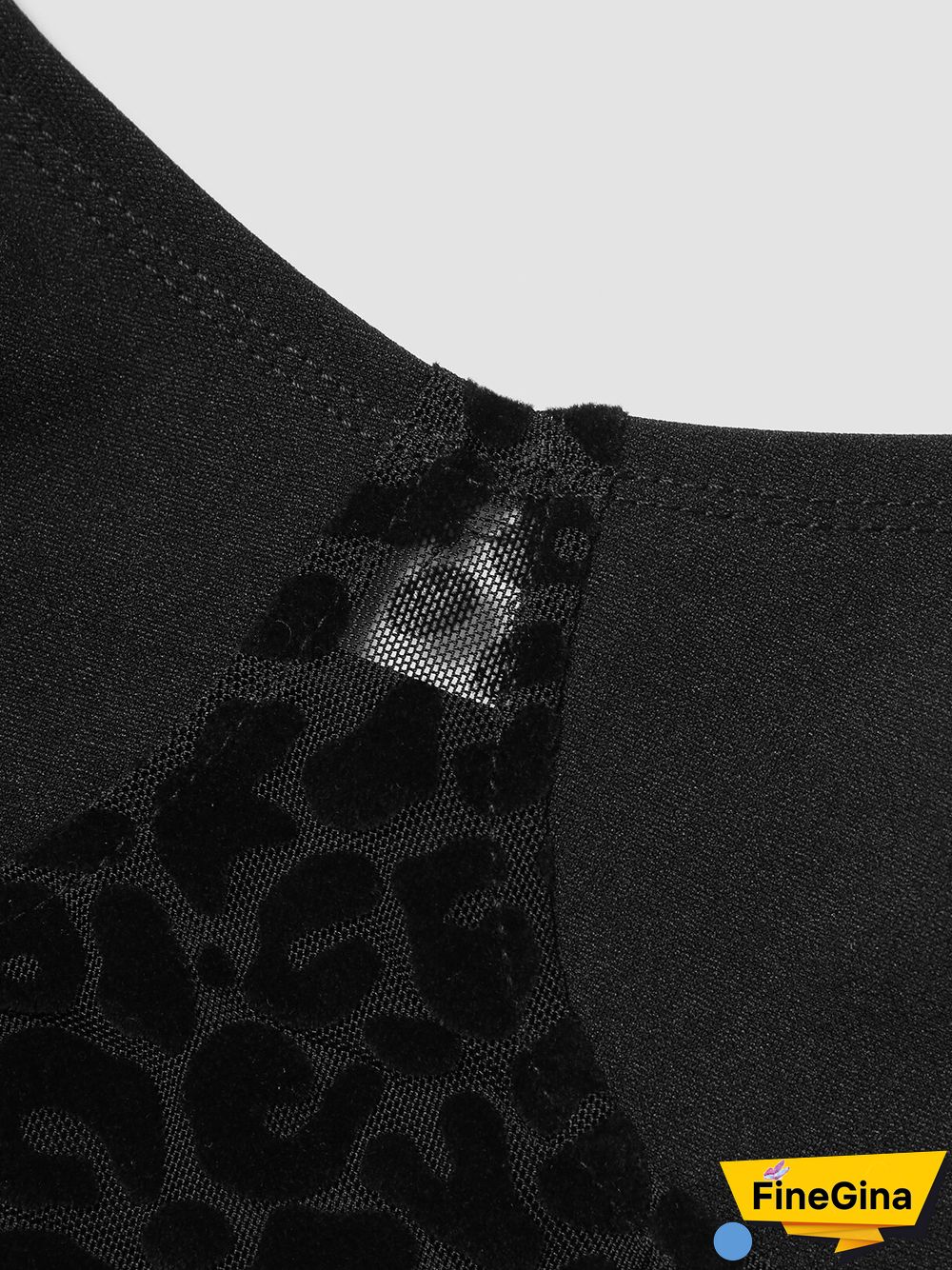 Leopard Mesh Stitch Open Back Underwire Crop Cami