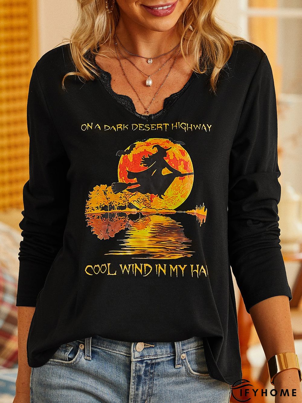 V Neck Casual Halloween T-Shirt | IFYHOME