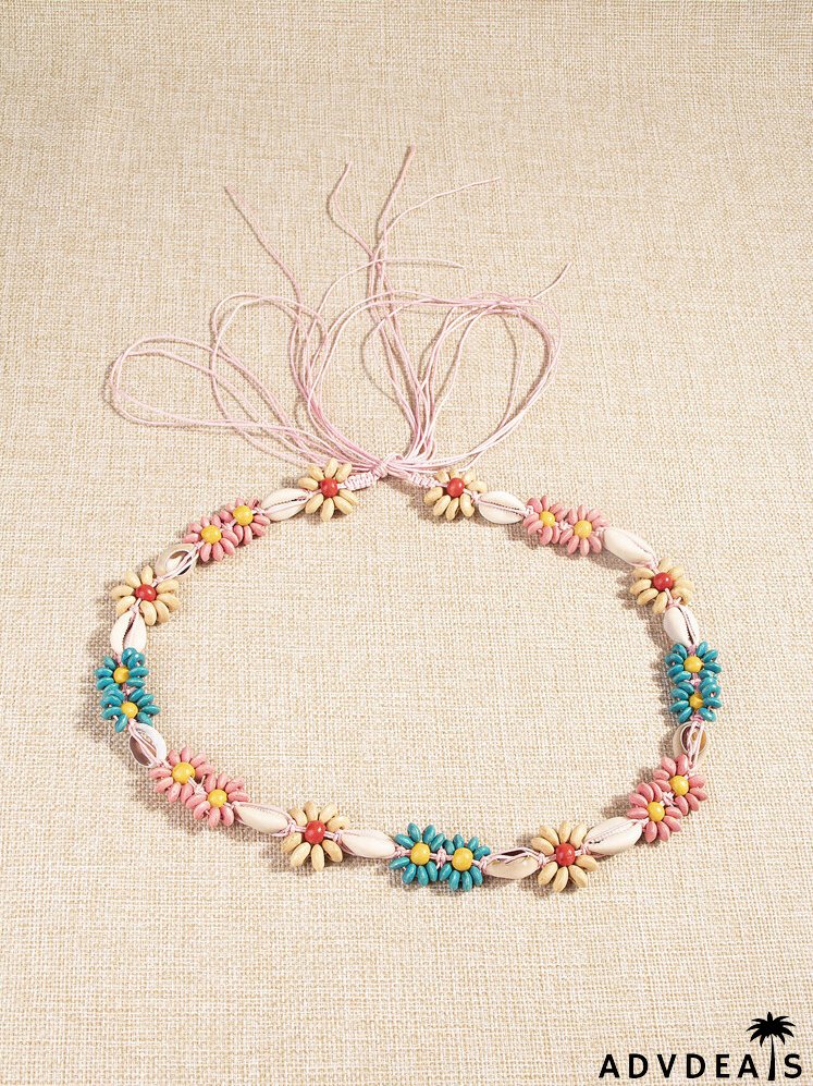 Flower & Shell Decor Rope Belt