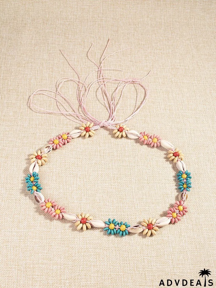 Flower & Shell Decor Rope Belt