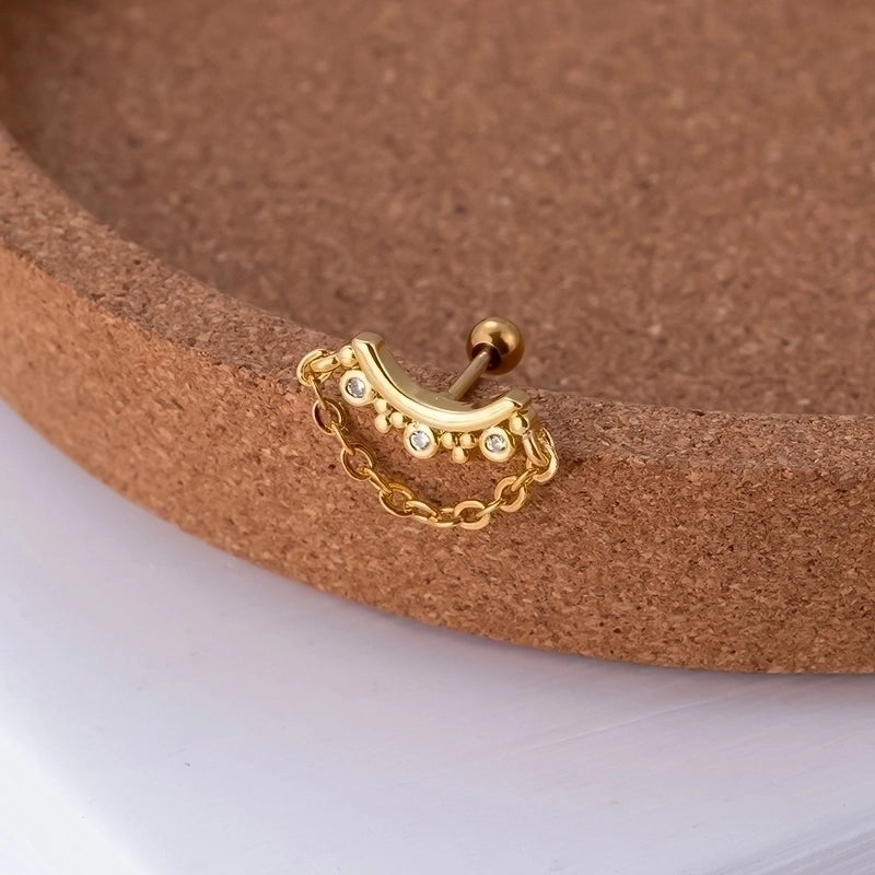 1 Piece Ear Cartilage Rings & Studs Sweet Minimalist Geometric Flower 316L Stainless Steel  Copper Plating Inlay Zircon