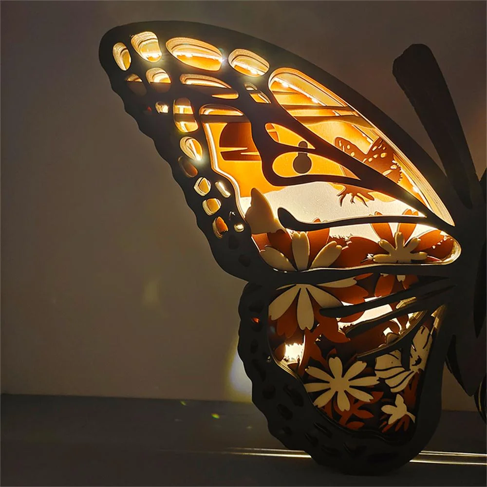 Purexcellent&trade; New creative home desktop wood carving butterfly crafts ornaments