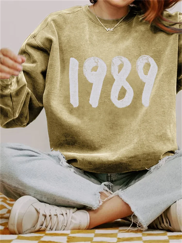 Women's 1989 Print Vintage Washed Long Sleeve Sweatshirt