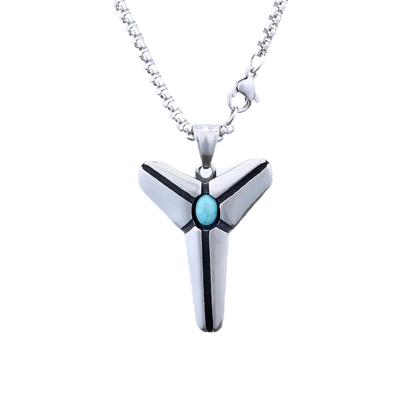 Retro Geometric 304 Stainless Steel Turquoise Men's