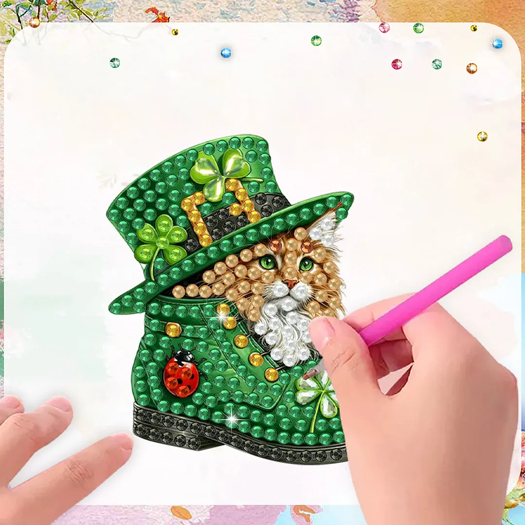 12Pcs St Patricks Day DIY Diamond Art Fridge Magnet Refrigerator Sticker Diamond Art Stickers Refrigerator Painting Kits for Beginners Adults DIY Craft Gifts Home Decors