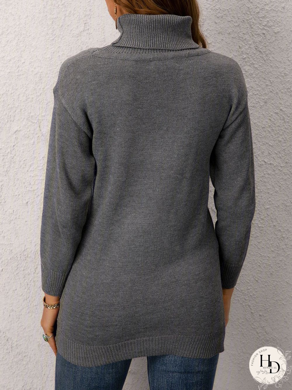 Casual Long Sleeve Plus Size Turtleneck Sweater