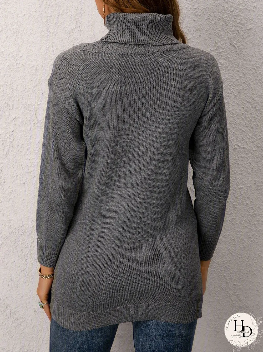 Casual Long Sleeve Plus Size Turtleneck Sweater