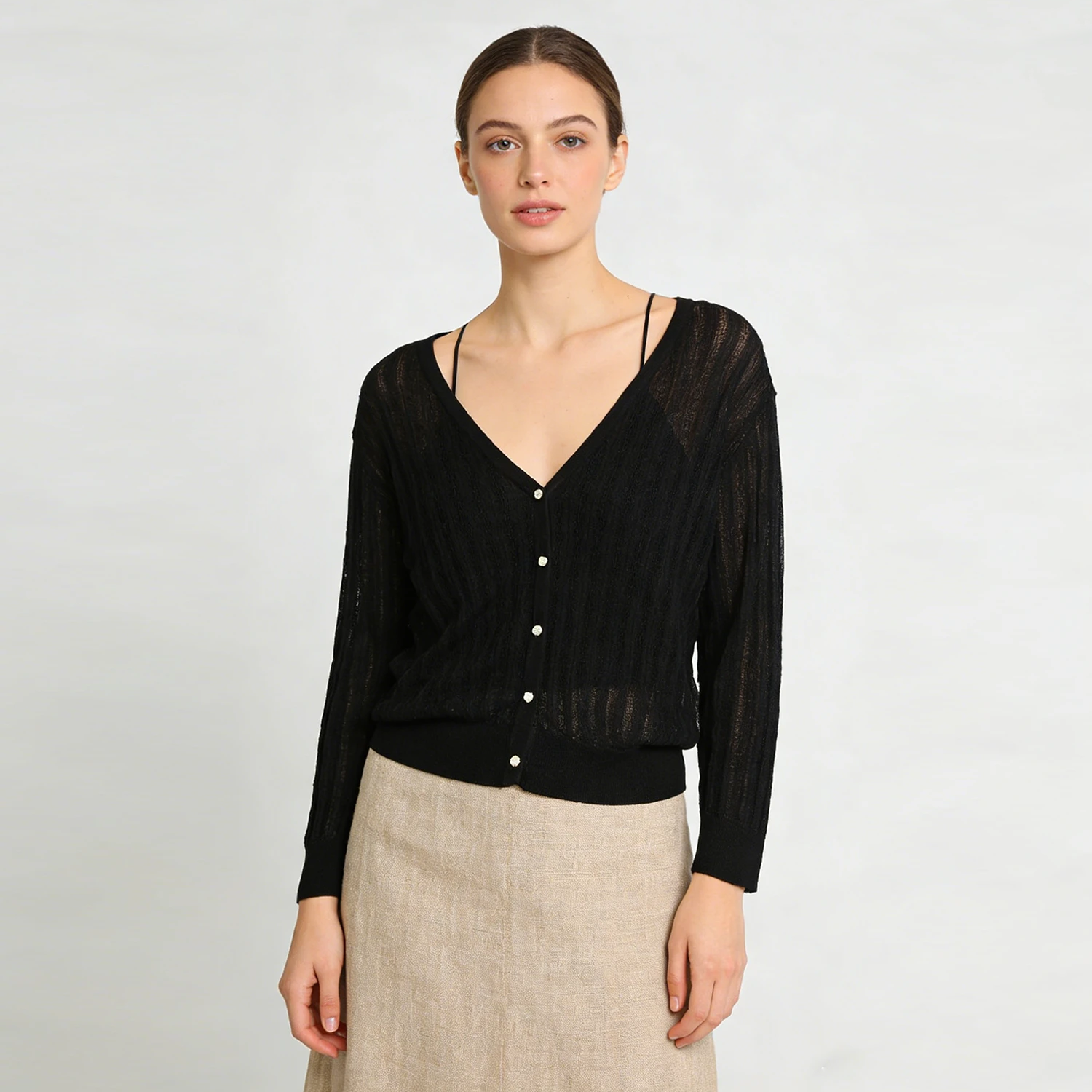 Women's Silk Top Lightweight Knit Cardigan Summer Sheer Layering REAL SILK LIFE