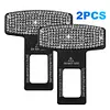 2Pcs Car Seat Belt Clip Extender Bling Car Seat Belt Tongue (White Diamond)