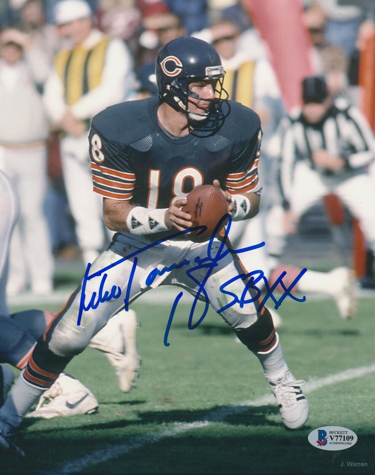 MIKE TOMCZAK Signed Chicago BEARS 8x10 Photo Poster painting with Beckett COA & Inscription