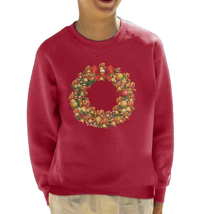 Christmas Multi Wreath Pokemon Charmander Kid's Sweatshirt