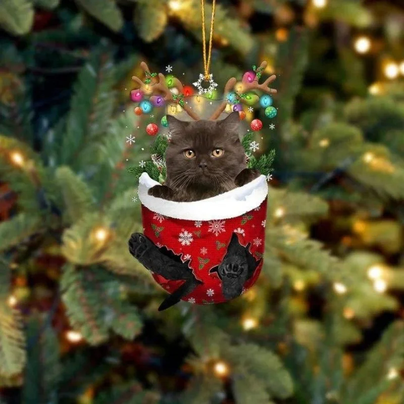 VigorDaily Cat In Snow Pocket Christmas Ornament SP190