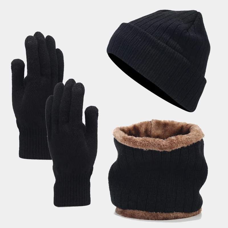 Unisex Christmas Hat, Scarf, Gloves And Velvet Knitted Suit