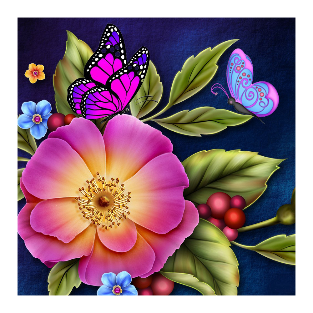 

Butterfly Flower - Round Drill Diamond Painting - 30*30CM, 501 Original