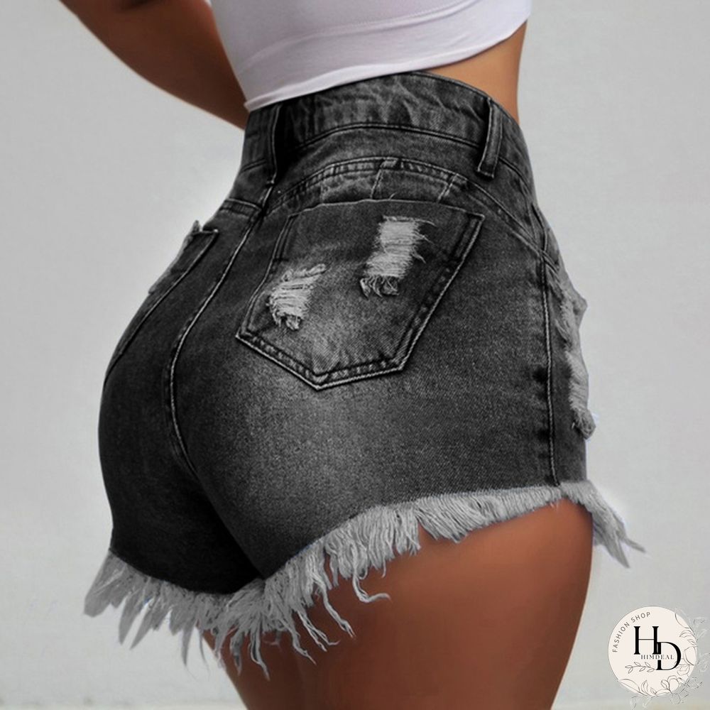 Womens Fashion Washed Frayed Denim Jean Shorts Summer Hot Pants High Waisted Jeans