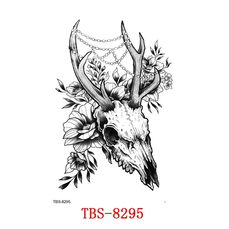 Sdrawing Forest King Animal Tattoo Sticker for Men Tiger Skull Skeleton Fake Tattoo for Women Wolf Tattoo Temporary Waterproof