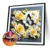 Papillon dans un cadre photo-perceuse ronde peinture diamant-40*40cm