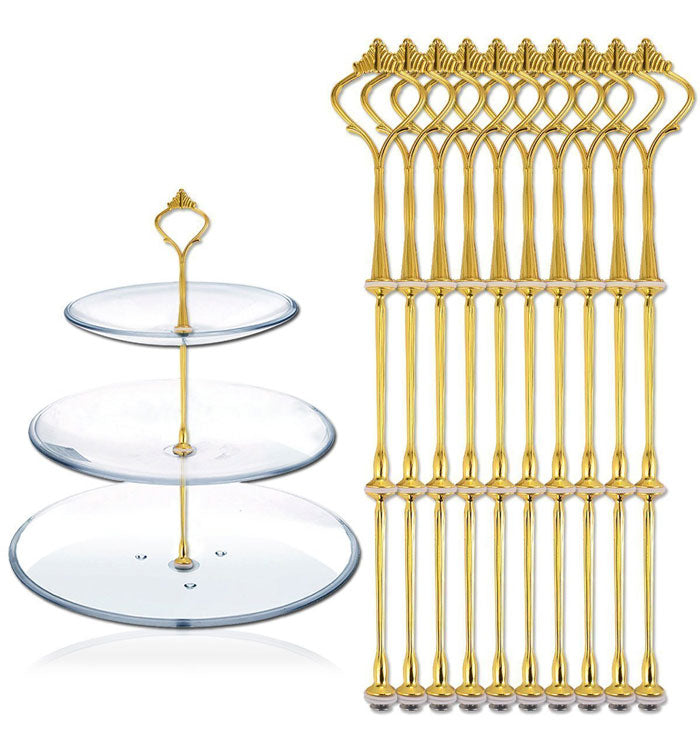 3 Tier Golden Crown Cake Stand Fruit Cake Plate Handle Fitting Stand Holder