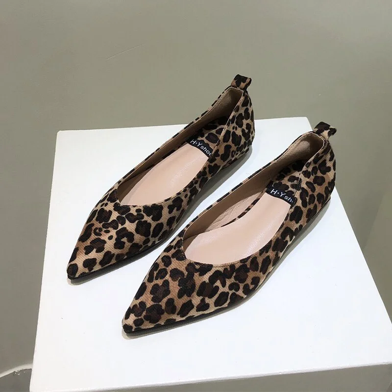 Qengg MCCKLE Woman's Flat Shoes Pointed Toe Serpentine Printing Woman Loafers Leather Slip On Shallow Ladies Autumn Shoes Female Flats