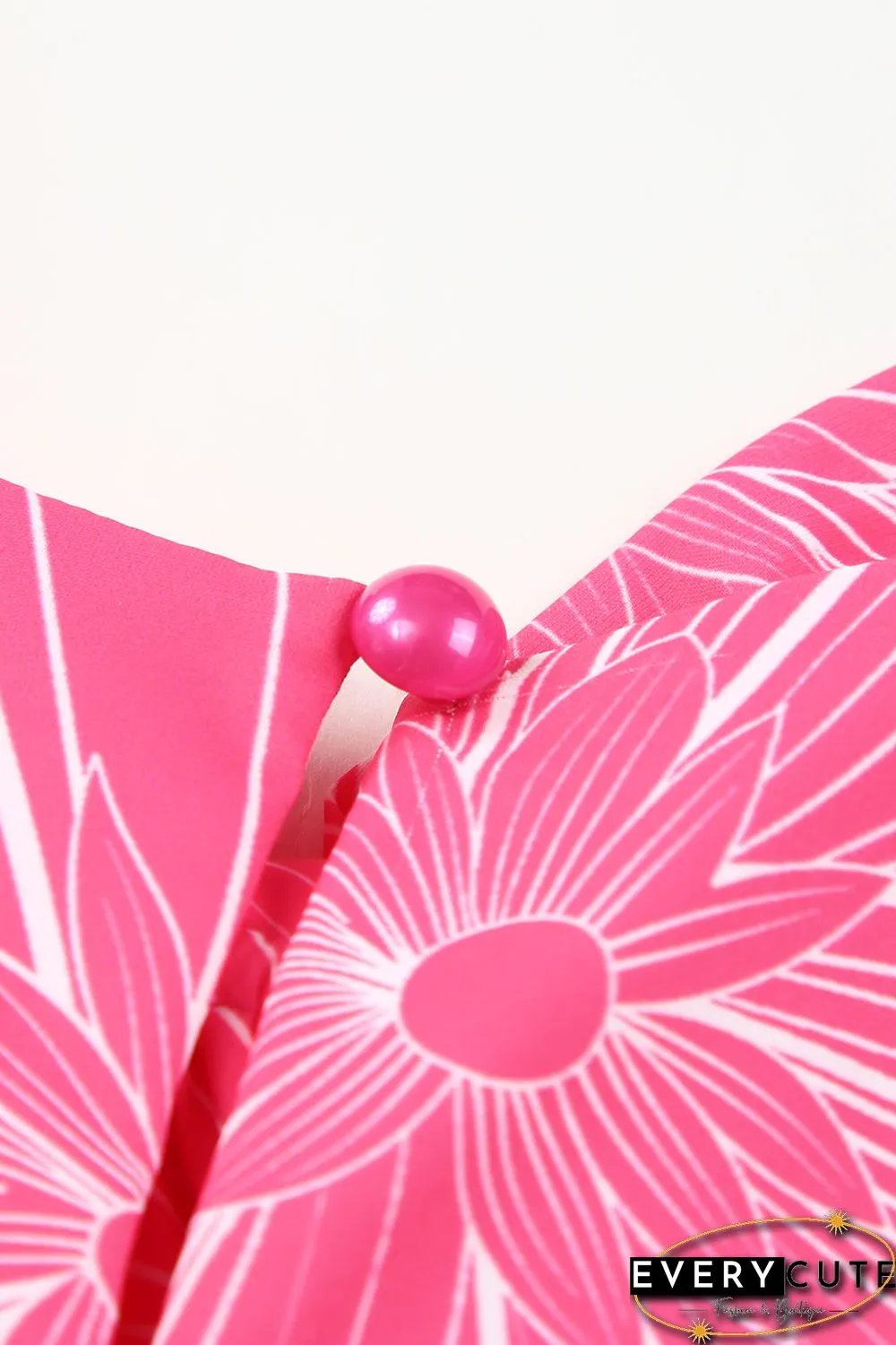 Pink Blooming Floral Printed Twisted Neck Tank Top